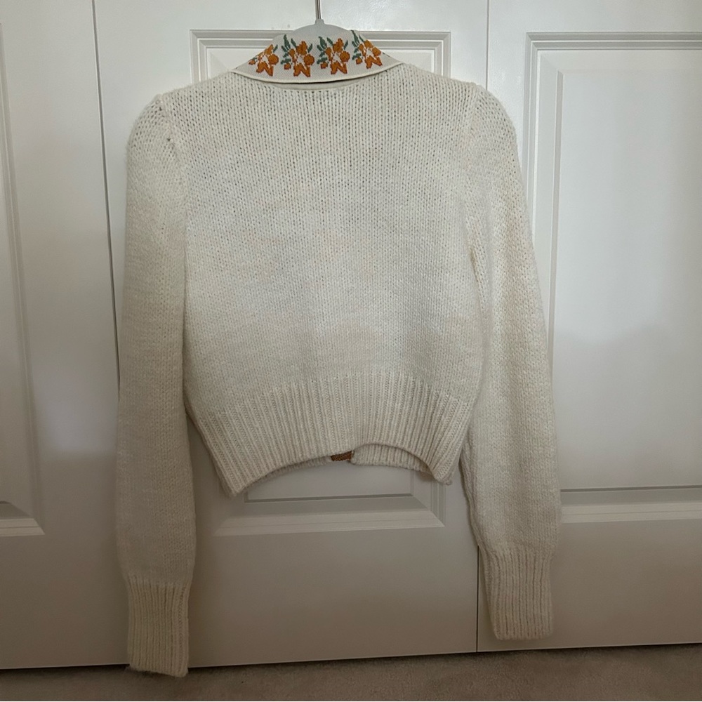 Zara Knit Floral Collared Sweater - Picture 3 of 6